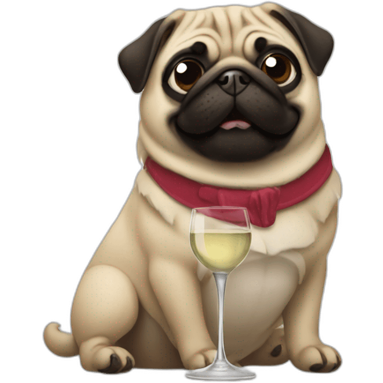 pug drinking a glass of wine emoji