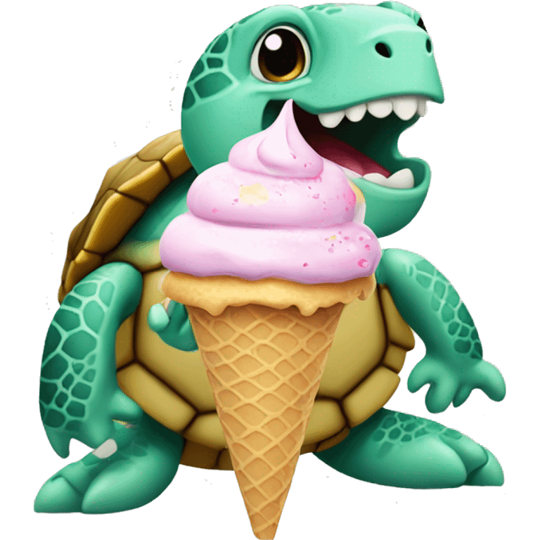 Sea turtle eating ice cream emoji