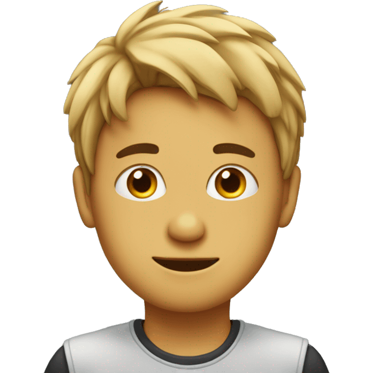 A boy witth lences in front of laptop with a good hair emoji