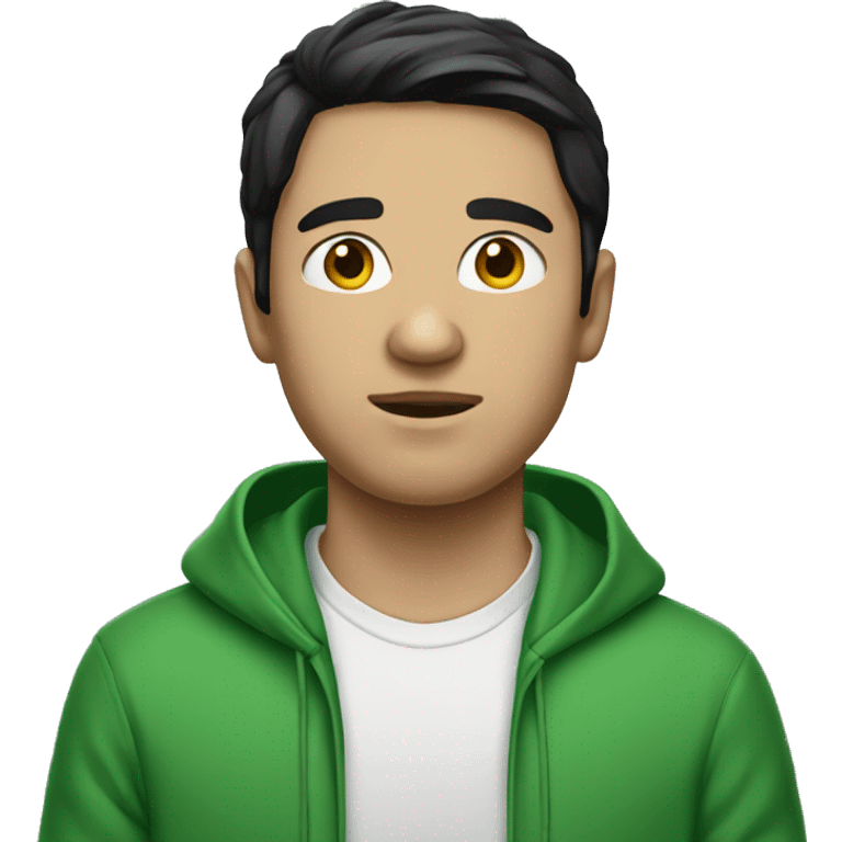 Black-haired white guy in green hoodie  emoji