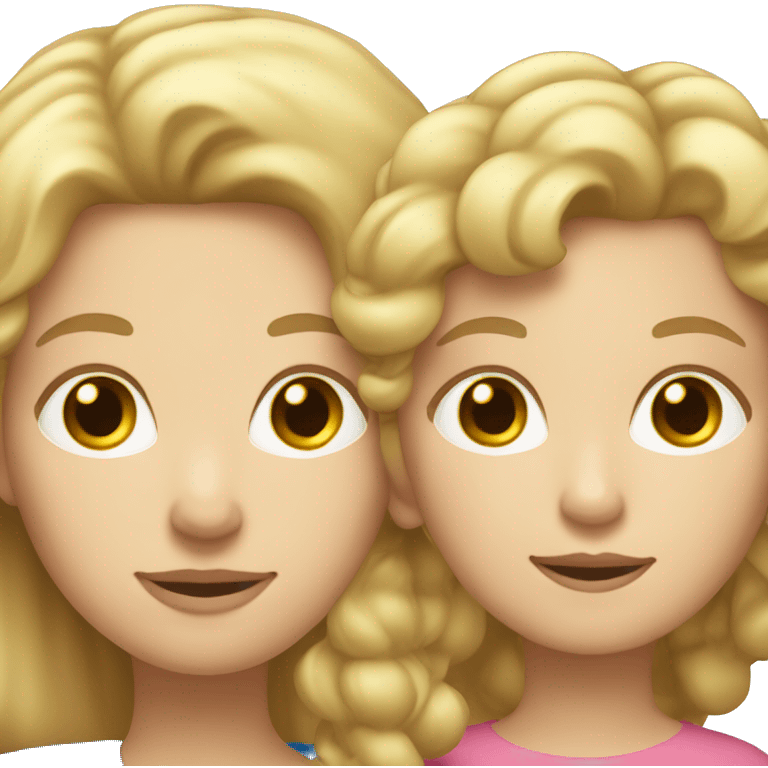 Blonde mom with straight hair and white skin and her curly brown adult daughter emoji