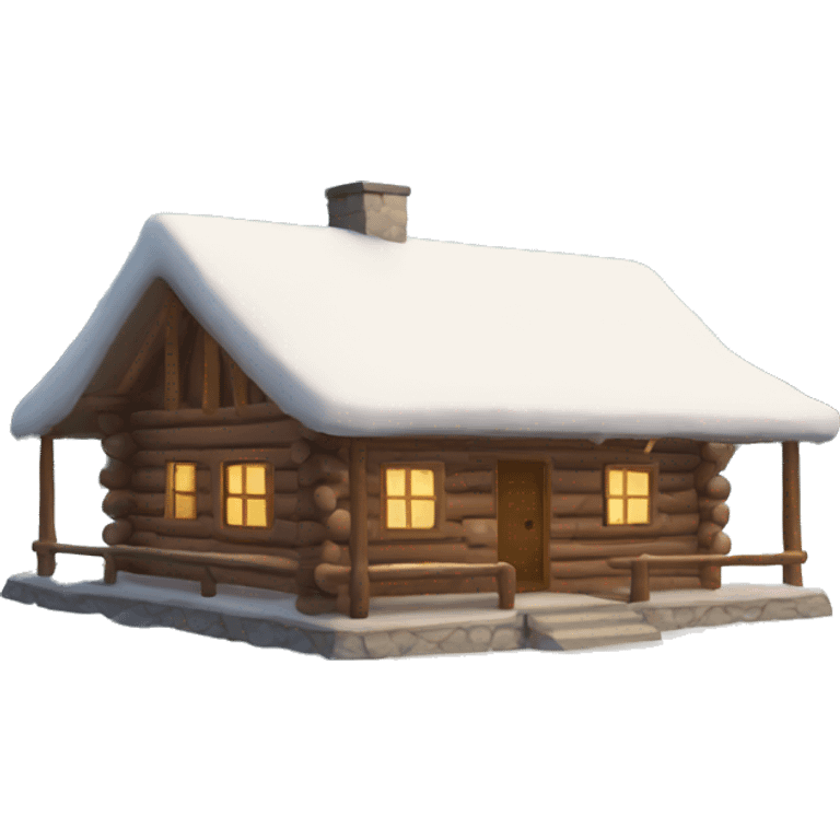 Log cabin with snow emoji