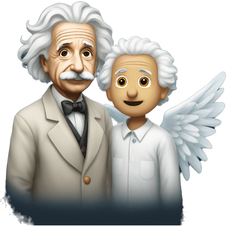 Albert Einstein and the angel emoji