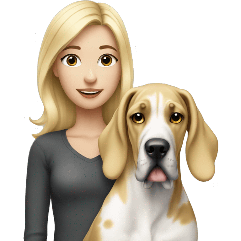 Blonde girl with great dane emoji