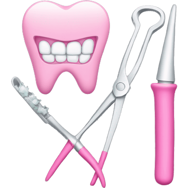 pink dentist tools emoji