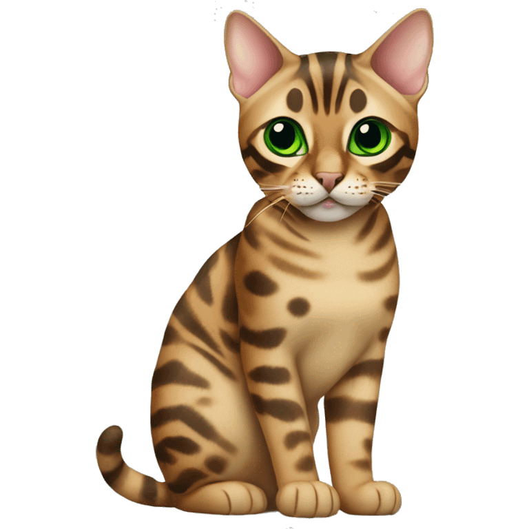 bengal cat, green eyes, cappucino color emoji