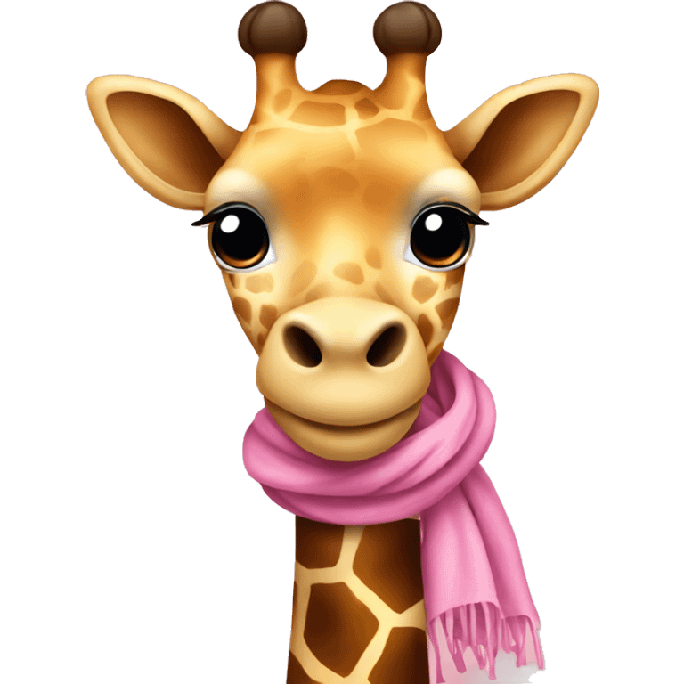 Cute giraffe with pink scarf emoji