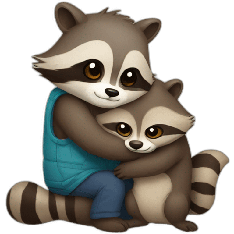 raccoon hug an otter emoji