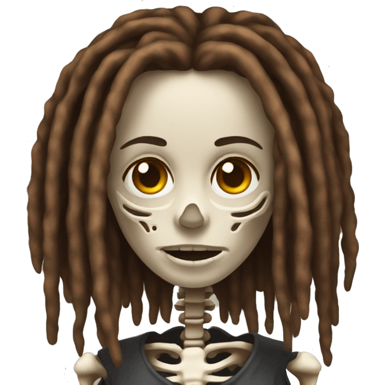 face of a skeleton woman with brown dreadlocks emoji