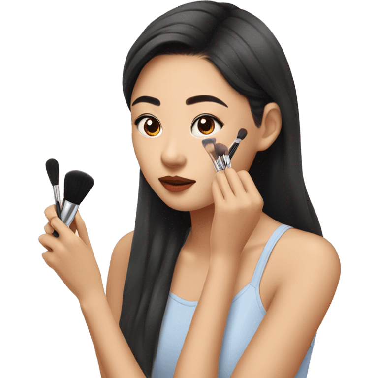 Asian girl putting on make up  emoji