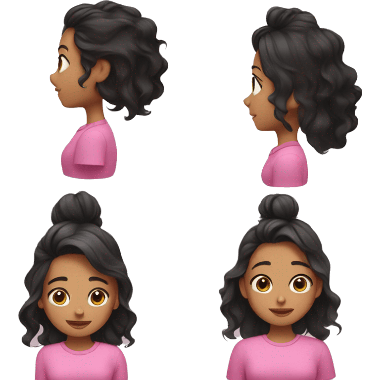 Girl with black wavy hair and a pink shirt getting a head massage  emoji