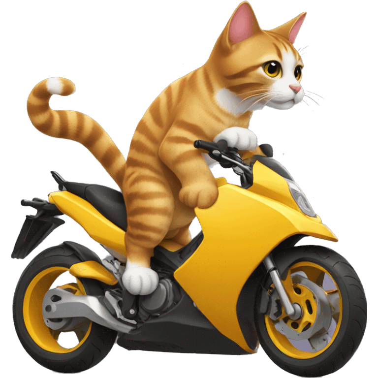 Cat sur une moto qui fait une roue avant  emoji