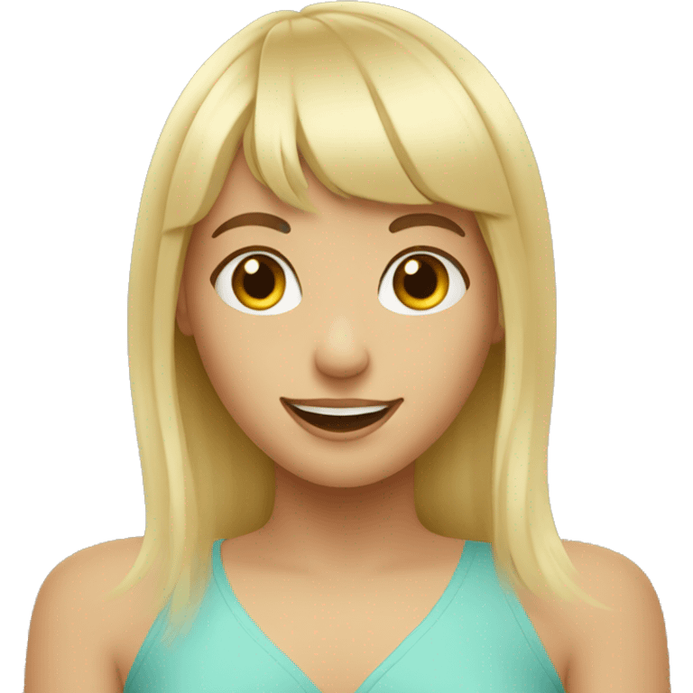 Blonde girl with bangs being loved and happy emoji