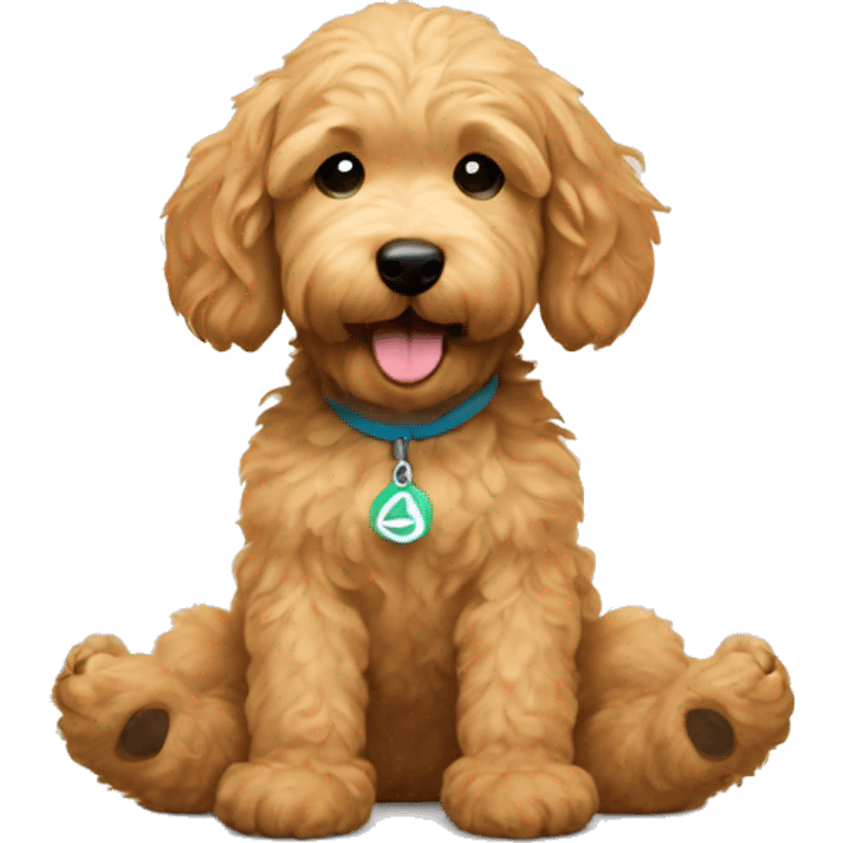 golden doodle puppy doing yoga  emoji