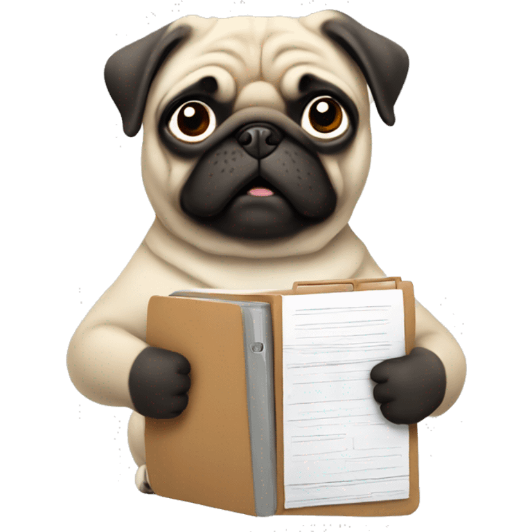 a pug holding a folder with documents emoji