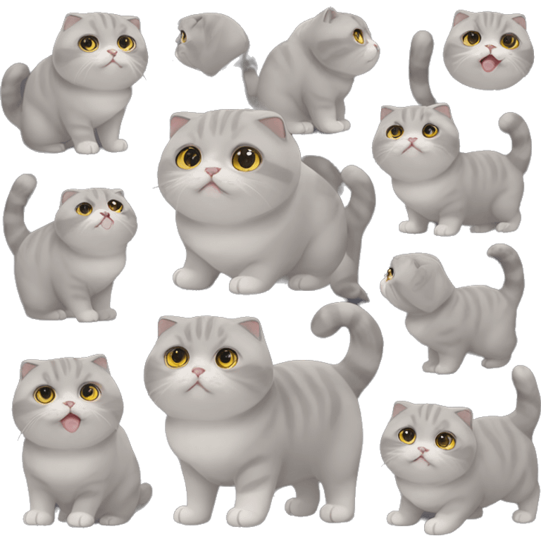 Chubby Scottish fold grey cat  emoji