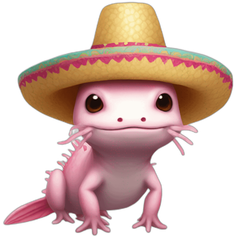 Axolotl with a sombrero cute emoji