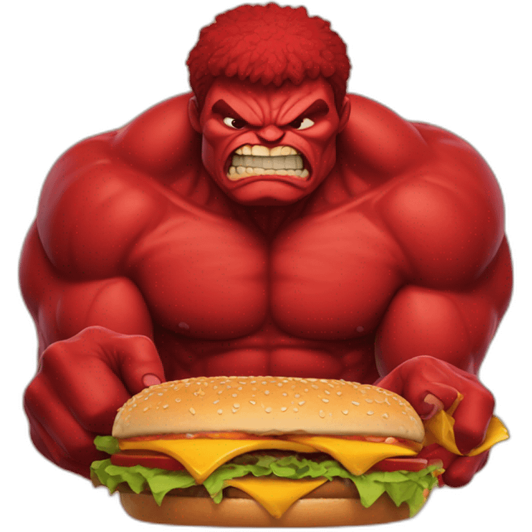  red hulk eating burger emoji