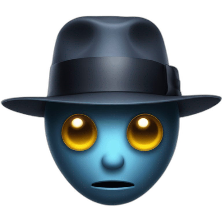 front facing aliens face wearing a bowler hat emoji