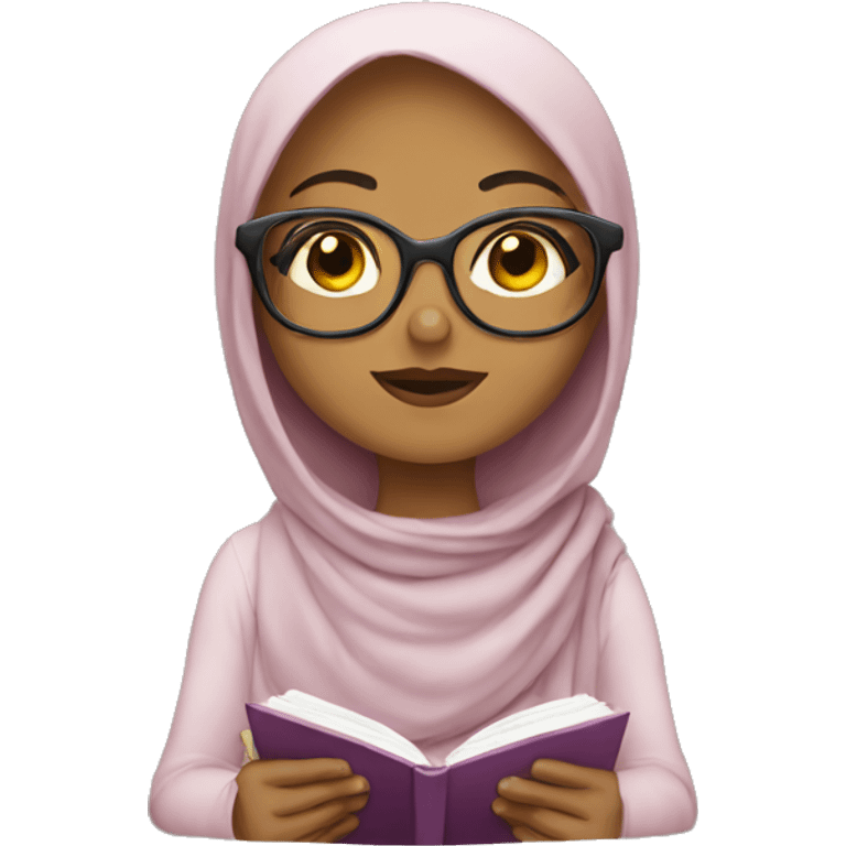 Muslim-girl-reading-with-glasses emoji