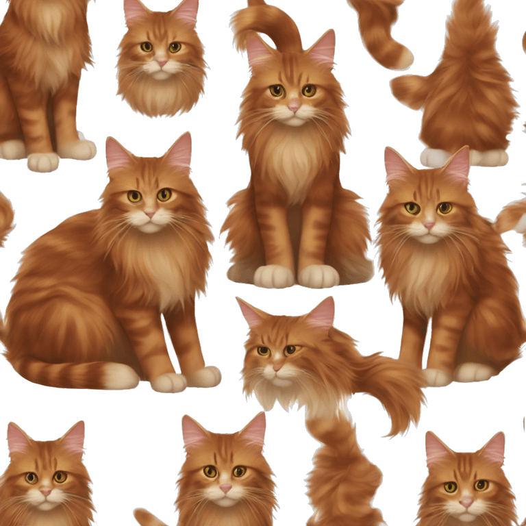 red maine coon with a brunette emoji