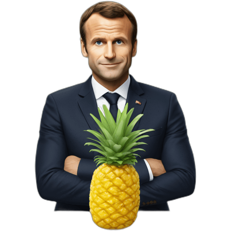 macron avec une tete d'ananas emoji