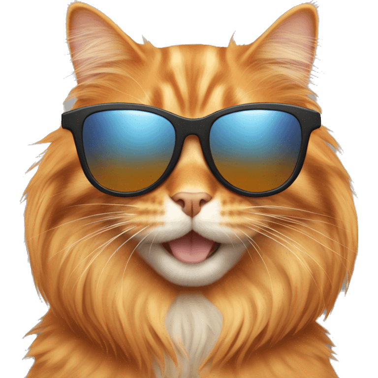 Long haired orange cat with sunglasses emoji