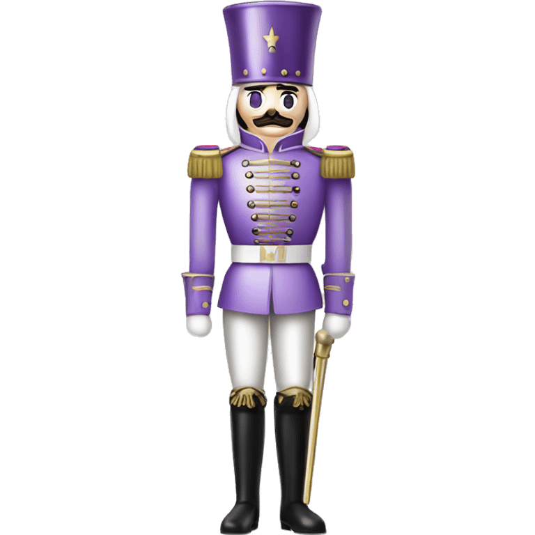 Realistic full body lilac metallic and pearlescent christmas nutcracker soldier emoji