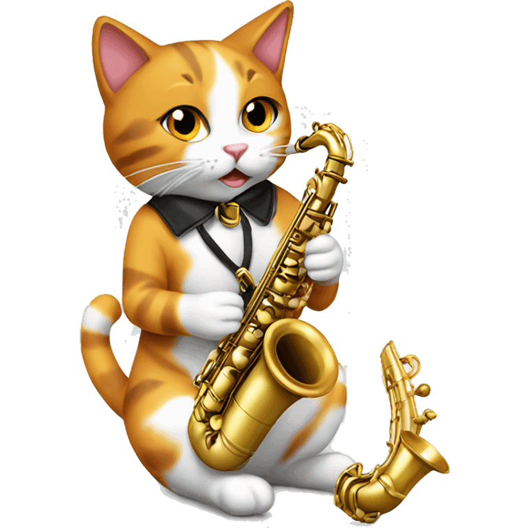 Calico cat playing saxophone emoji