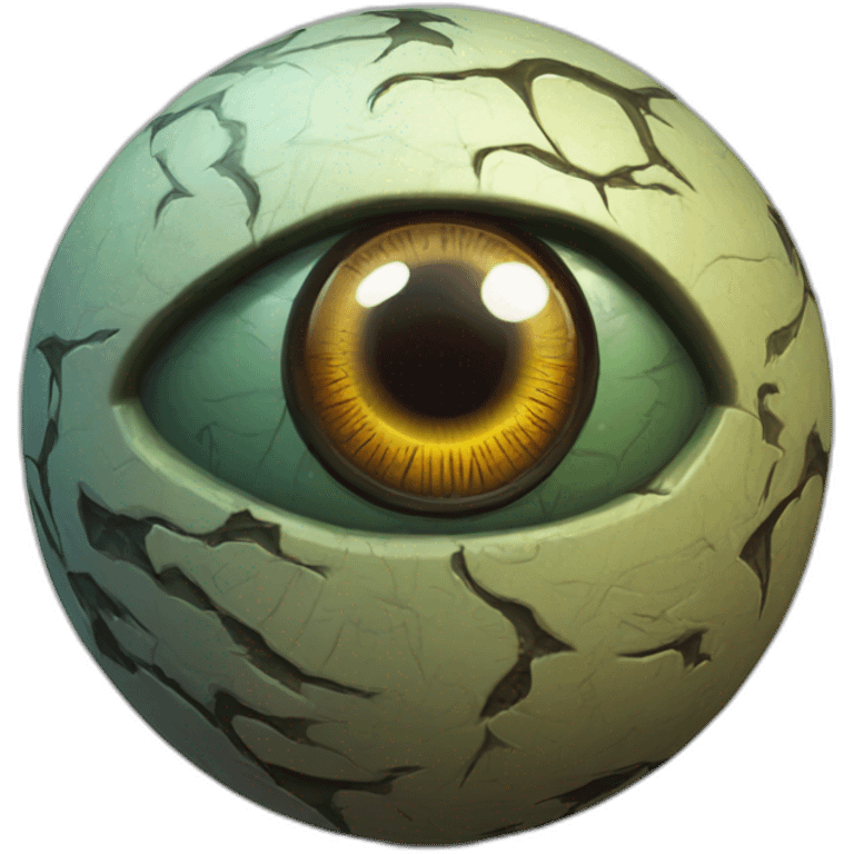 3d sphere with a cartoon Zombie skin texture with Eye of Horus emoji