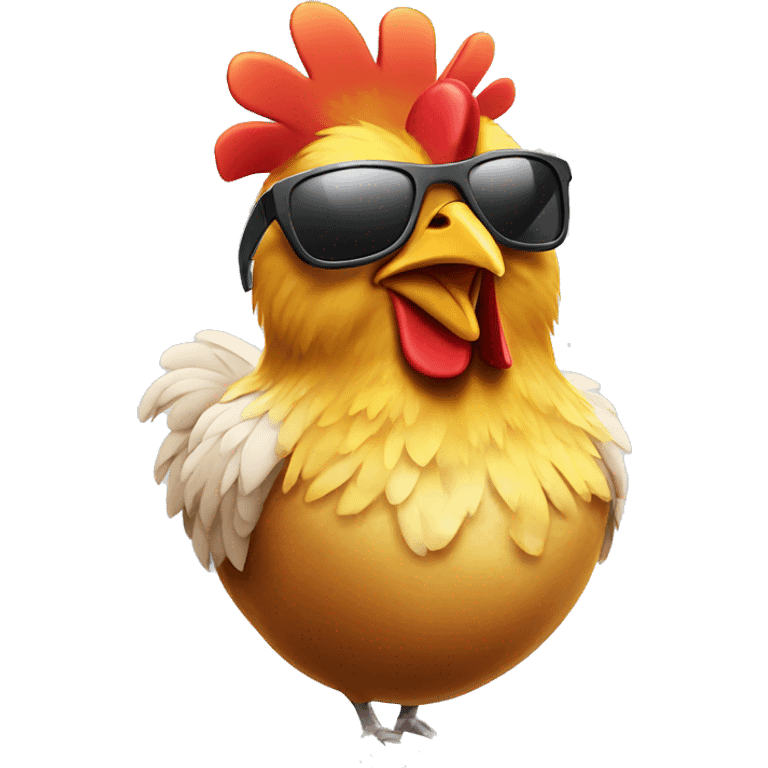 chicken with sunglasses taking sun  emoji