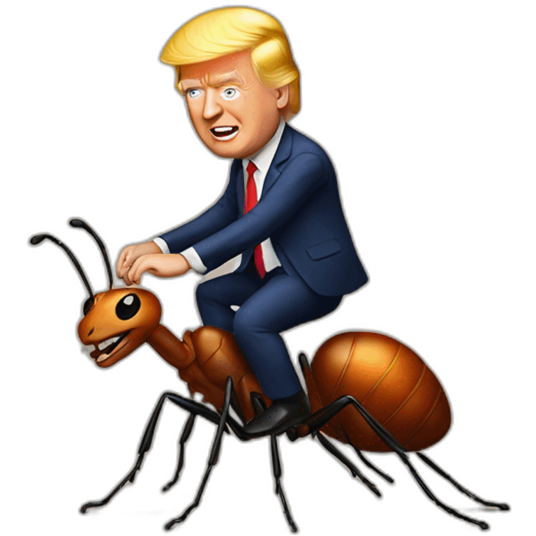 Trump riding an ant emoji