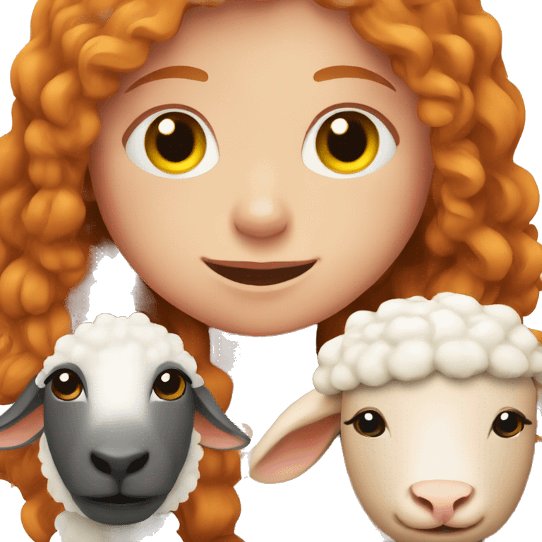 Ginger girl with a sheep  emoji