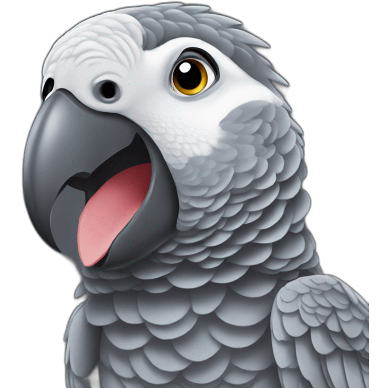 African grey parrot singing emoji