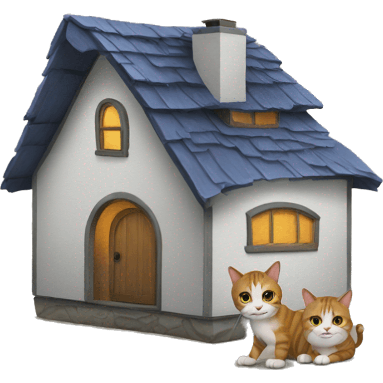 two giant cats small house emoji