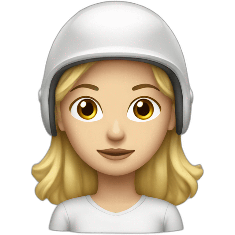 Mujer con cabello rubio con casco de seguridad blanco emoji