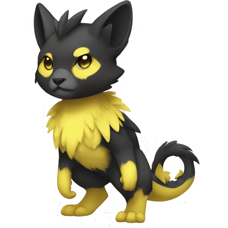 Cute cool black yellow animal hybrid Fakemon full body emoji