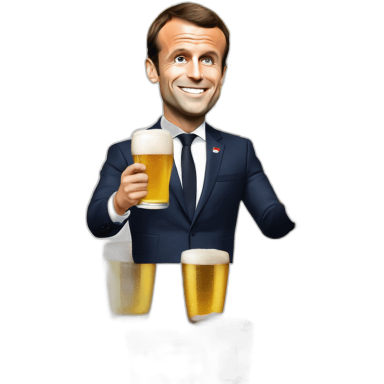 emmanuel macron qui boit une bière avec Ronaldo emoji