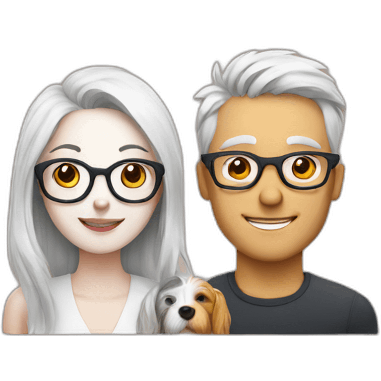 Man with glasses anda woman with a westie dog girl emoji