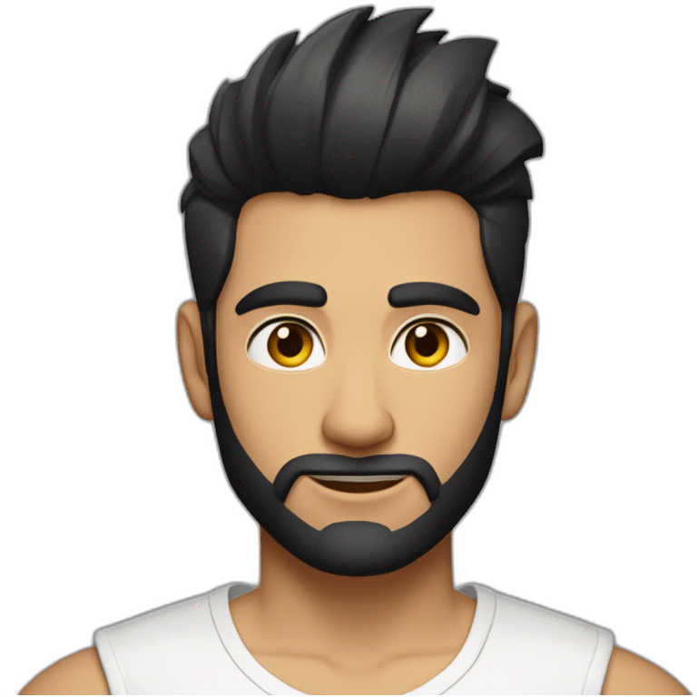 white skin indian in plain white shirt with sleeve up and quiff black hair and very light beard avatar emoji