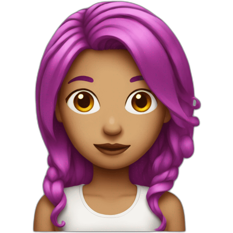 Girl with magenta hair emoji