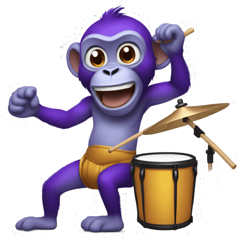 purple monkey beating drums emoji