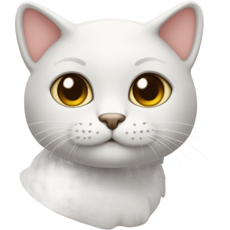 Cute cat head and body white  emoji