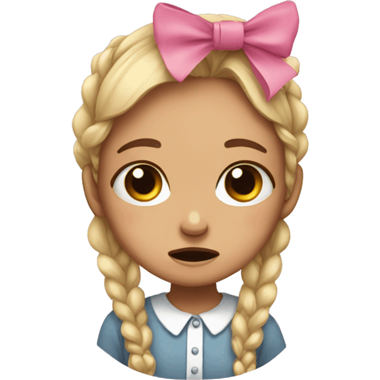 crying girl with pink bow  emoji