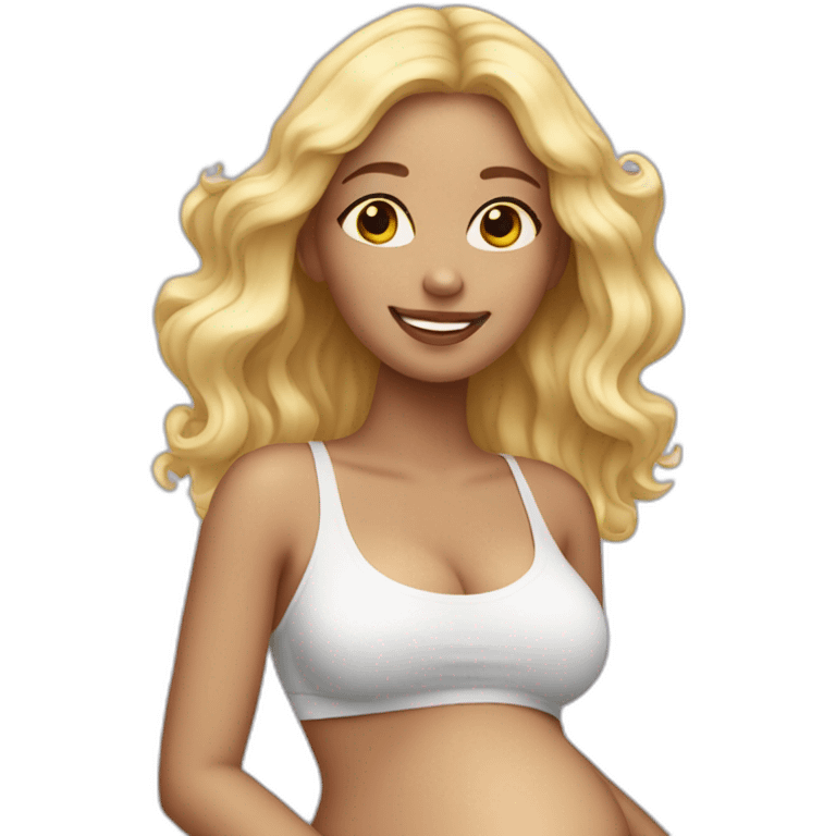 adorable pregnant blond full body women with beach-wave-hair emoji