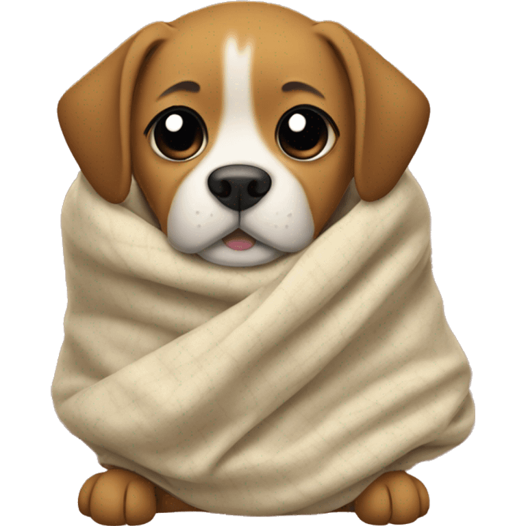 Dog tucked in a blanket emoji