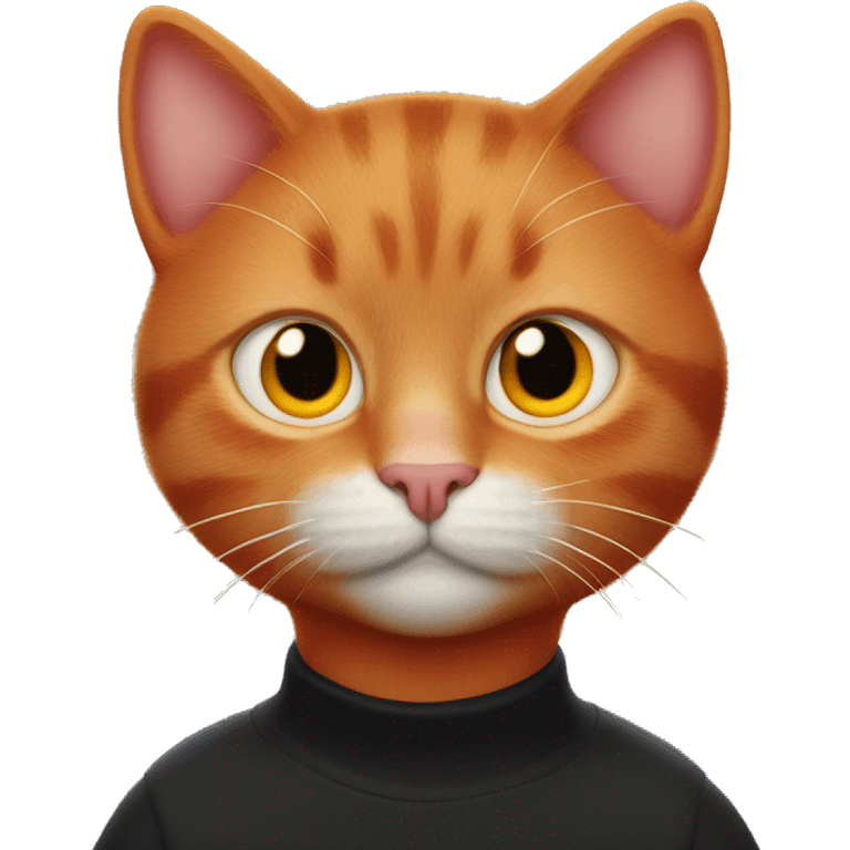 Red cat wirg orange eyes wearing black AirPods Max emoji