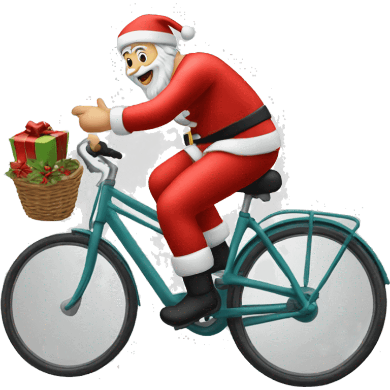 Santa wheeling a bike  emoji