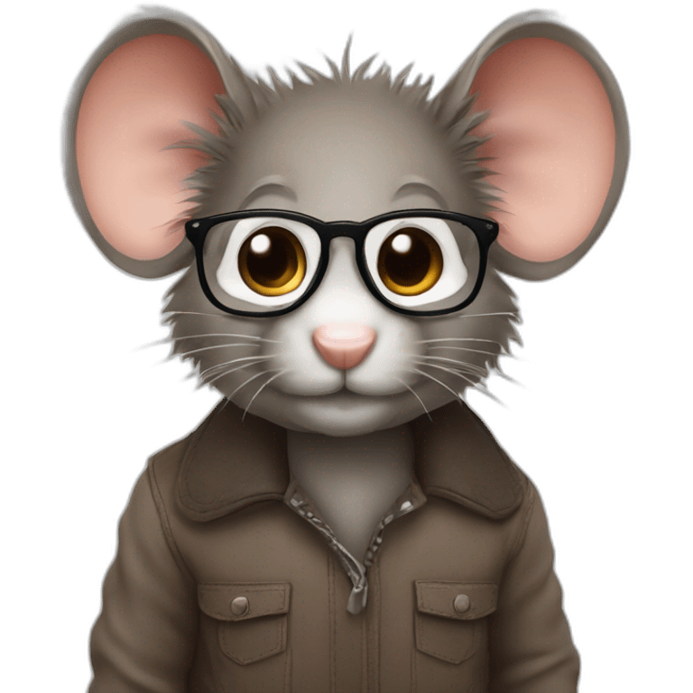 Un gros rat avec des lunettes et avec des cheveux bruns emoji