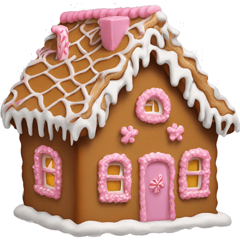 Large gingerbread house with pink icing  emoji